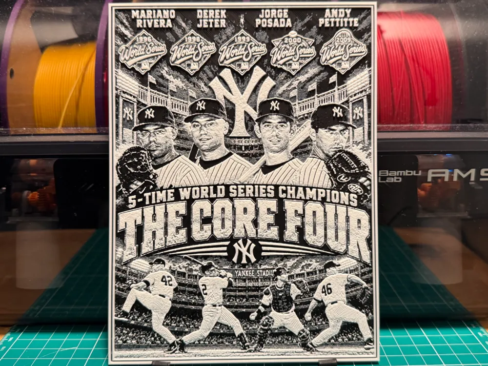 Yankees Core Four Players Poster by liv_3d HueForge model: Yankees Core Four Players Poster by liv_3d
