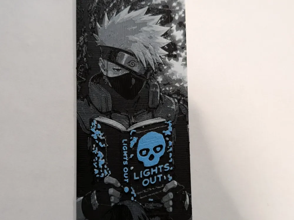 Kakashi Reading Bookmark by CommandersVault HueForge model: Kakashi Reading Bookmark by CommandersVault