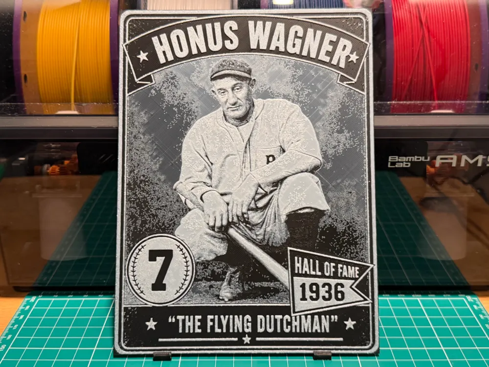 Honus Wagner Vintage Baseball Card by liv_3d HueForge model: Honus Wagner Vintage Baseball Card by liv_3d