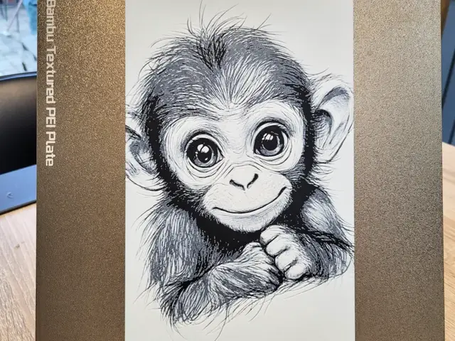 HueForge model: Cute Baby Monkey Hand Drawn Style - Hueforge by Vincent111