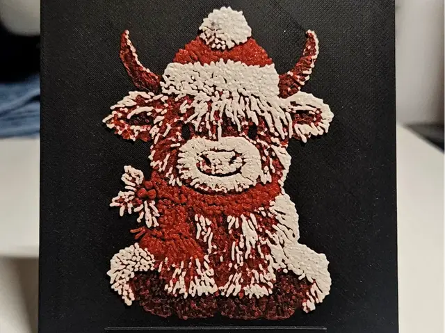 HueForge model: Christmas Highland Cow fluffy by Mano's 3d_Art