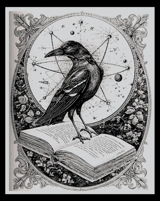 HueForge model: Wall art depiction of a crow and a mystic book - hueforge art by BooneCo3d