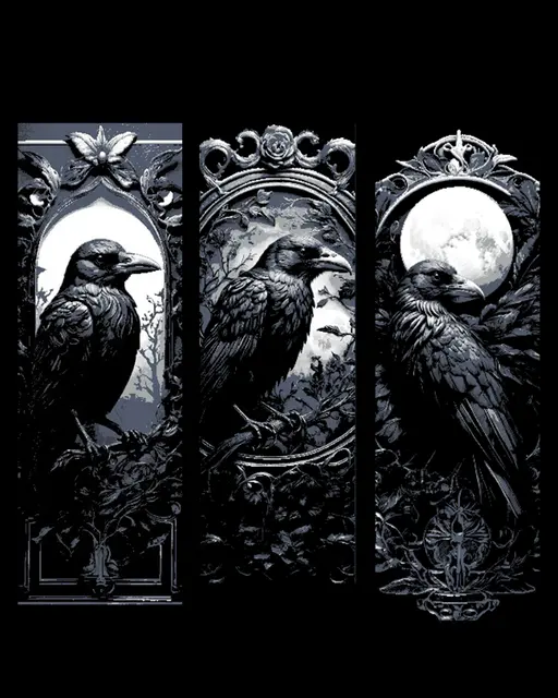 HueForge model: Crow and the Midnight Moon - Set of 3 Bookmarks - Updated Files  by BooneCo3d