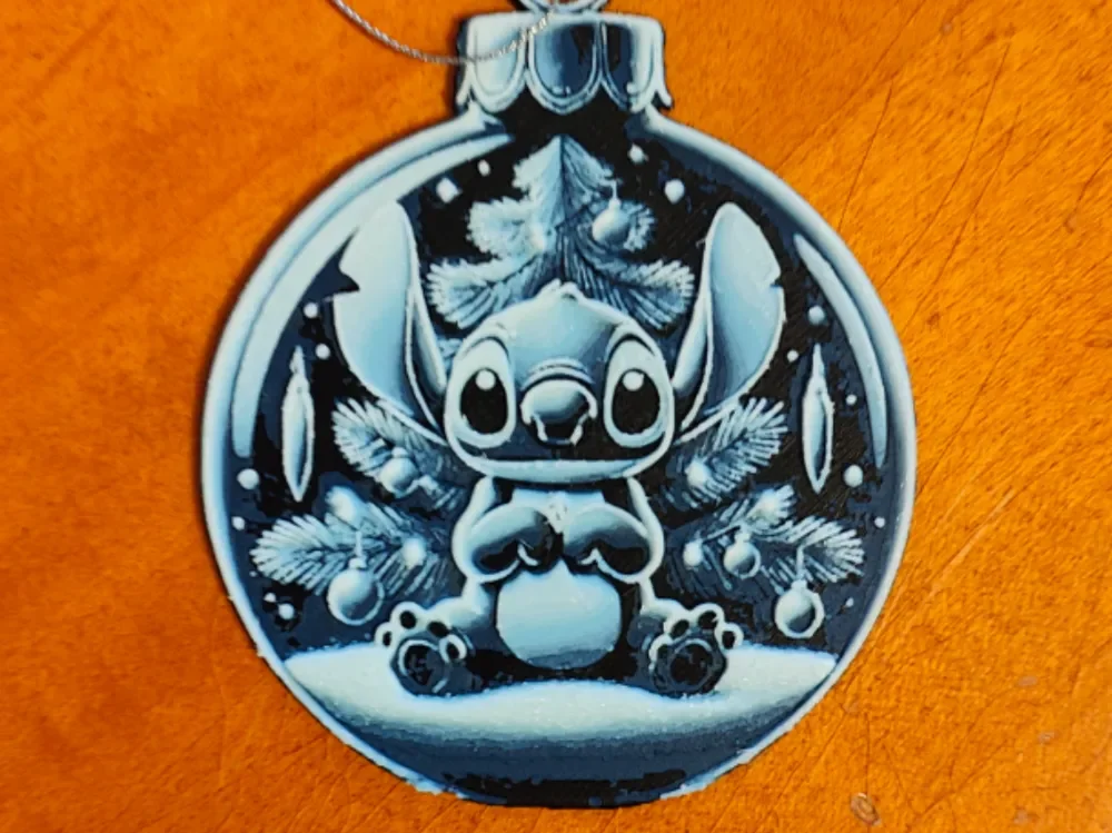 Stitch Christmas Ornament Bauble - 4 Colours by Sarge HueForge model: Stitch Christmas Ornament Bauble - 4 Colours by Sarge