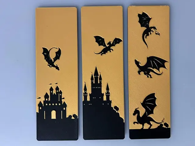 HueForge model: Dragons and Castles - Bookmark Set by 3djd