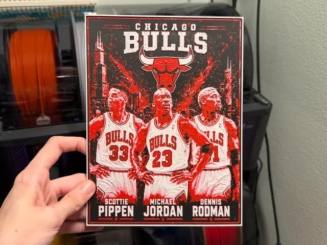 HueForge model: Jordan, Pippen, and Rodman Poster HueForge by liv_3d