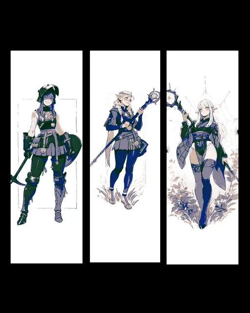 HueForge model: Artists Final Fantasy Style Depictions of Lady Elves - Set of bookmarks by BooneCo3d