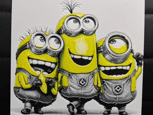 HueForge model: Happy Minions trio by TheHueforgeLady
