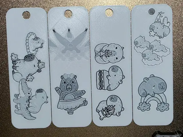 HueForge model: Capybara Bookmark Collection 2  Set of 4 NOAMS by AirMechDesigns