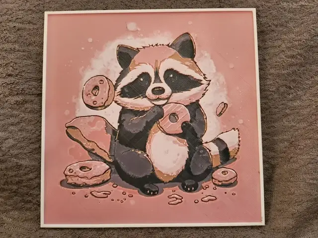 HueForge model: Raccoon with the donuts - HueForge by keko