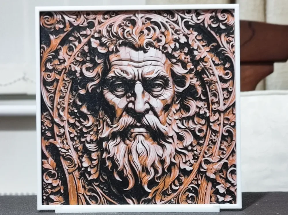 Wood Carving Father Time - HueForge 3 Color by BoDad HueForge model: Wood Carving Father Time - HueForge 3 Color by BoDad