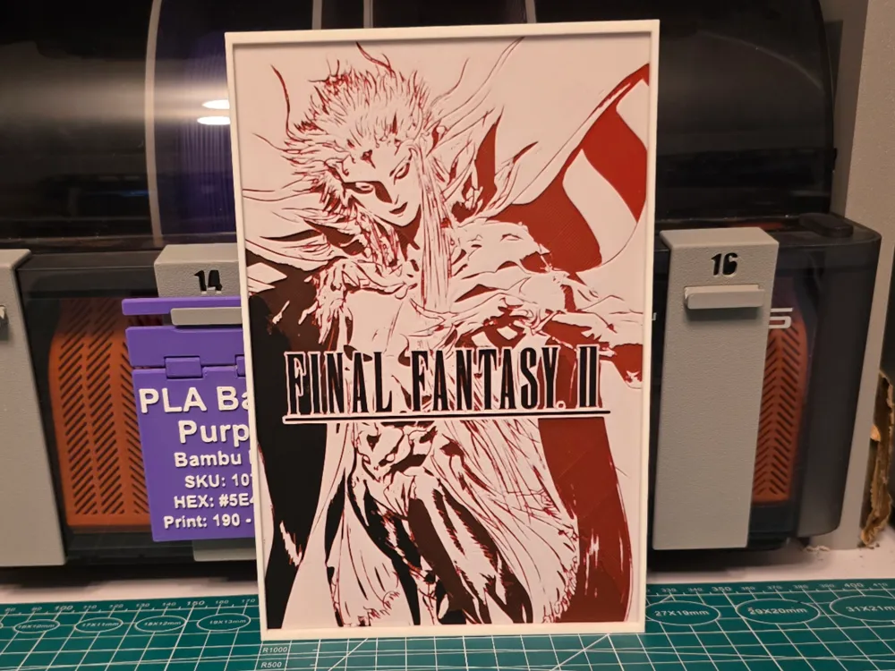 Final Fantasy II Game Poster - Hueforge Art by Lumpy3D HueForge model: Final Fantasy II Game Poster - Hueforge Art by Lumpy3D
