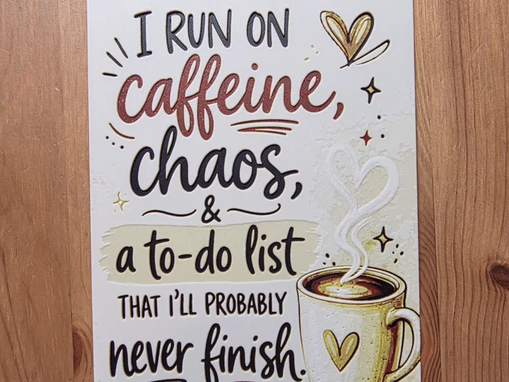 I RUN ON CAFFEINE Hueforge by Morganja HueForge model: I RUN ON CAFFEINE Hueforge by Morganja