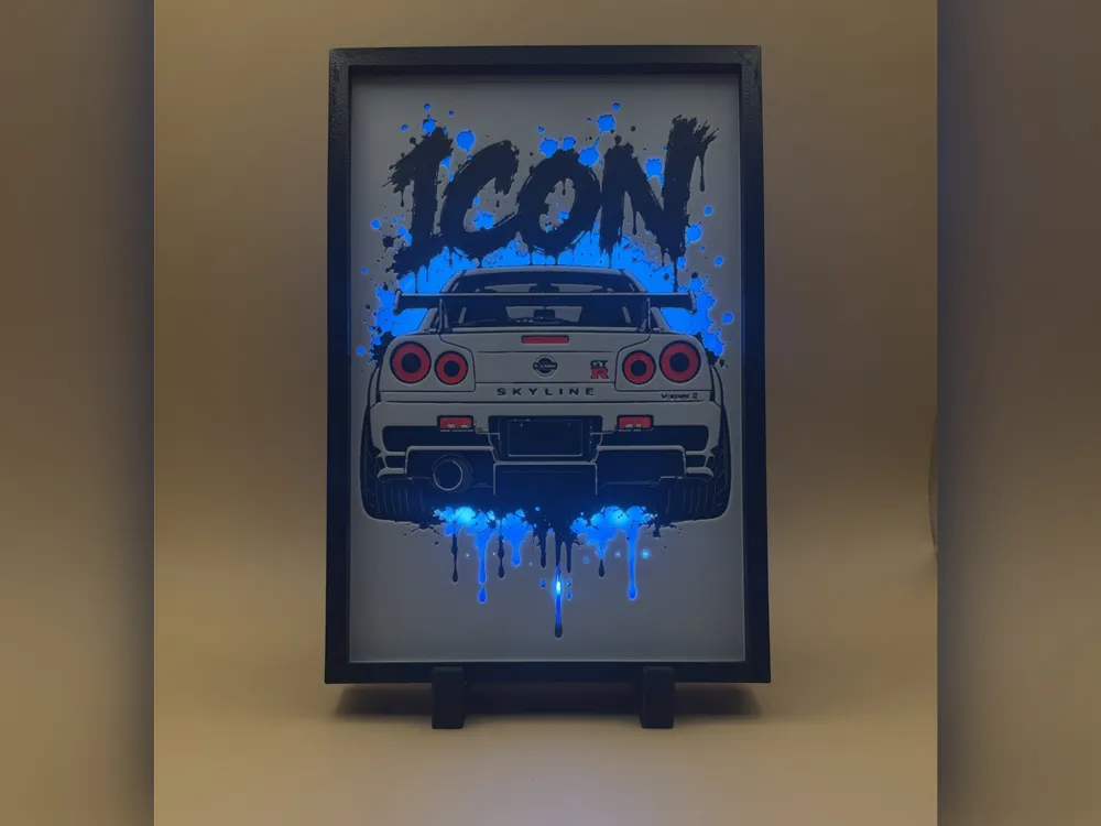 Nissan Skyline GT-R R34 ICON HueForge Print by Thadius HueForge model: Nissan Skyline GT-R R34 ICON HueForge Print by Thadius