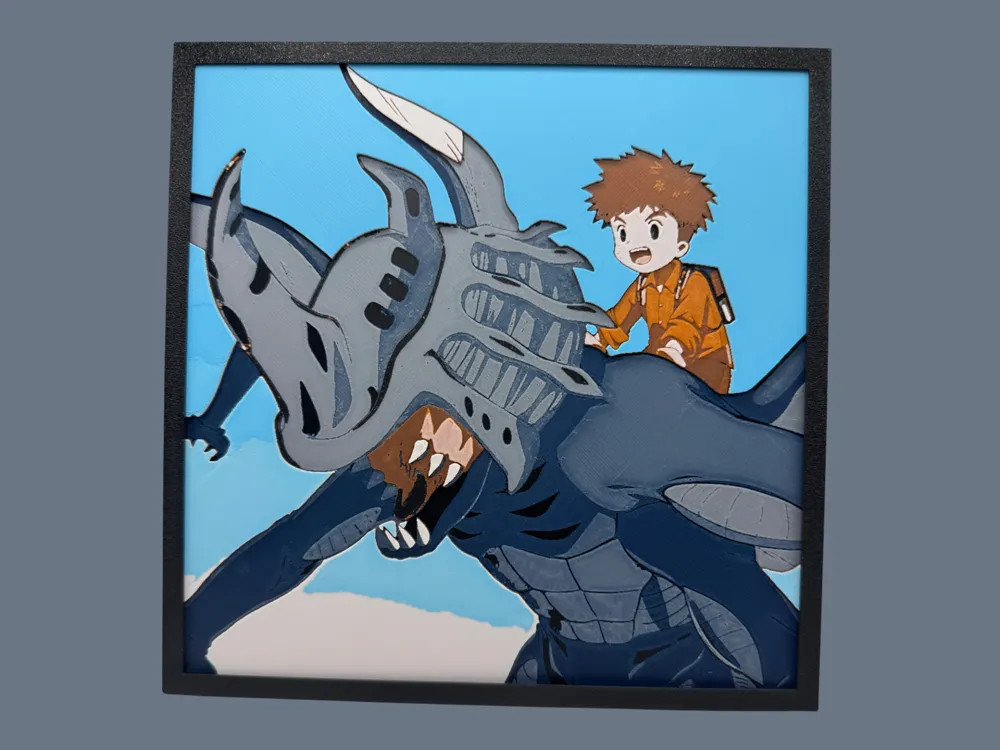 Izzy and Kabuterimon - Digimon by Canadian Gamer HueForge model: Izzy and Kabuterimon - Digimon by Canadian Gamer