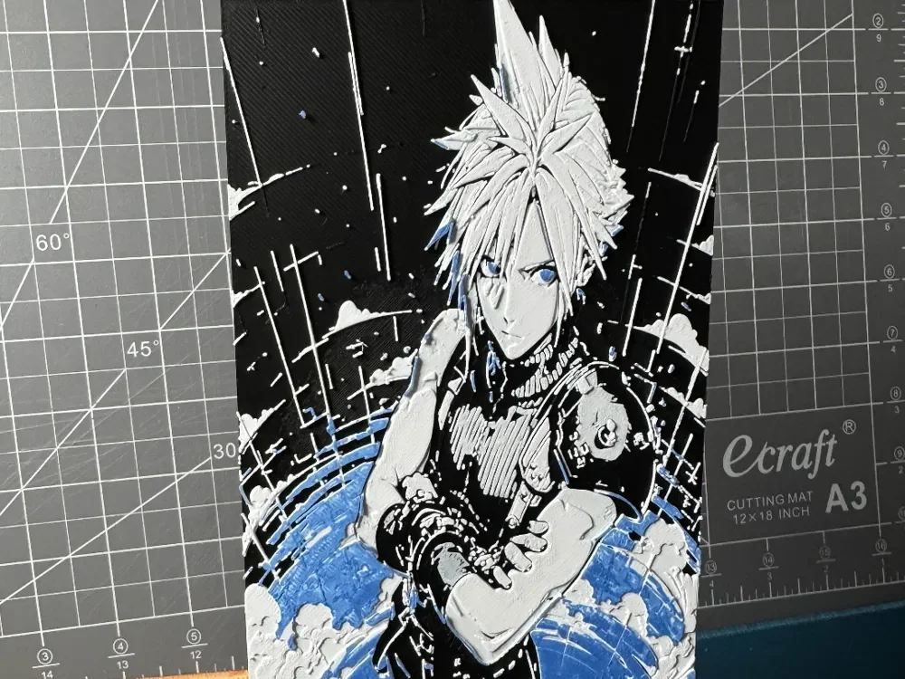 Hueforge of Cloud Strife From Final Fantasy by SBC Creations HueForge model: Hueforge of Cloud Strife From Final Fantasy by SBC Creations