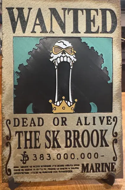 HueForge model: One Piece - The SK Brook Wanted Poster by Pretty Okay Prints