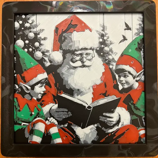 HueForge model: Santa Claus Reading to Elves by JustBe 3D Printing