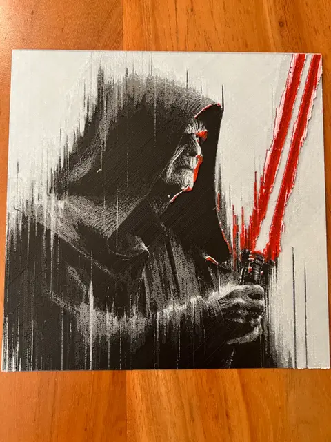 HueForge model: Emperor Palpatine with Red Lightsaber by JustBe 3D Printing