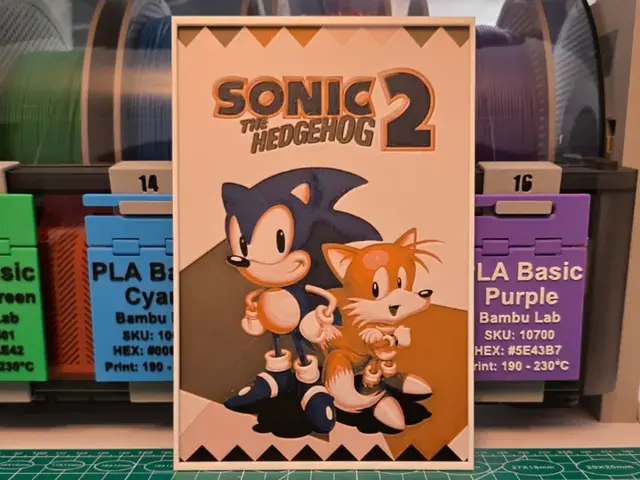 HueForge model: Sonic the Hedgehog 2 Game Poster - Hueforge Art by Lumpy3D