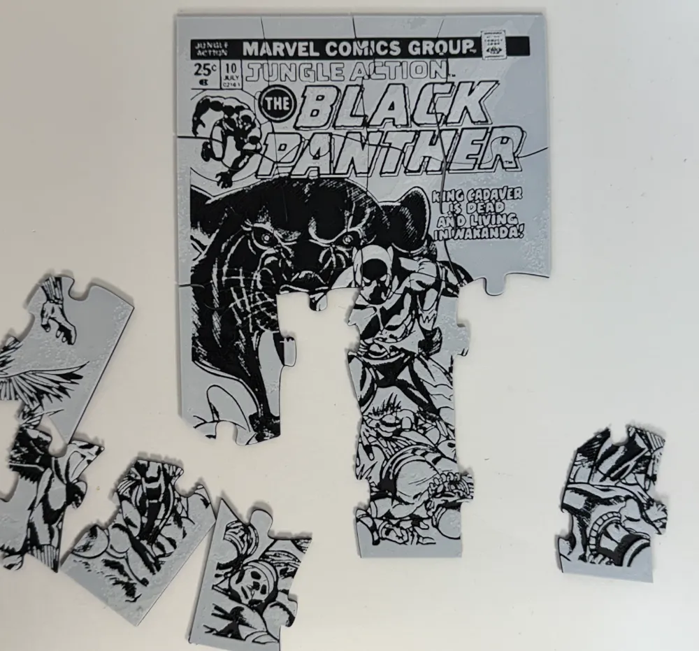 Black Panther 16 Piece Puzzle by Layered Visions HueForge model: Black Panther 16 Piece Puzzle by Layered Visions