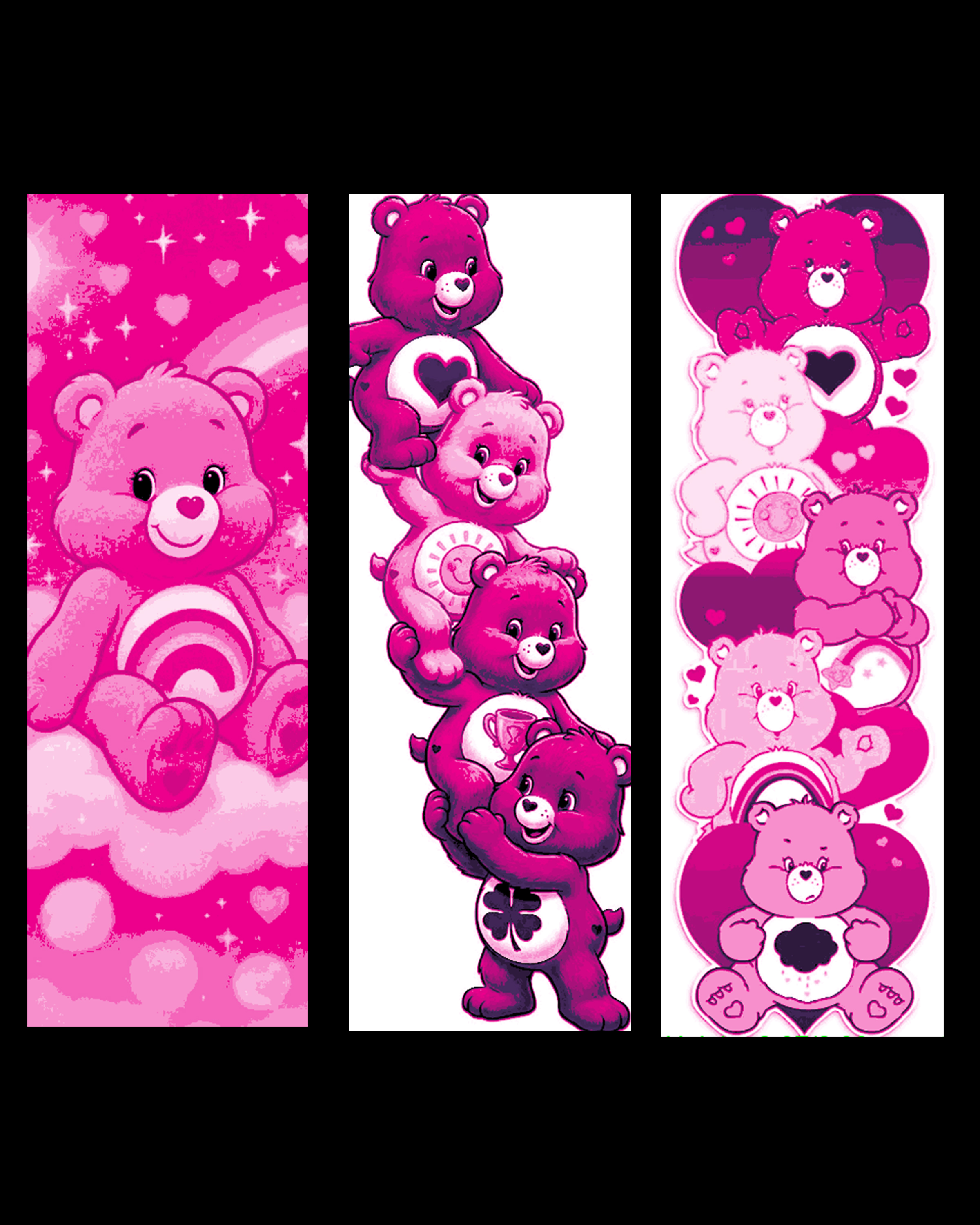 fan art depictions of the Care Bears from the Cartoon - Set of Pink Bookmarks by BooneCo3d HueForge model: fan art depictions of the Care Bears from the Cartoon - Set of Pink Bookmarks by BooneCo3d