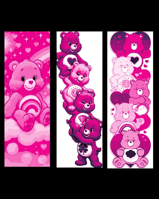 HueForge model: fan art depictions of the Care Bears from the Cartoon - Set of Pink Bookmarks by BooneCo3d