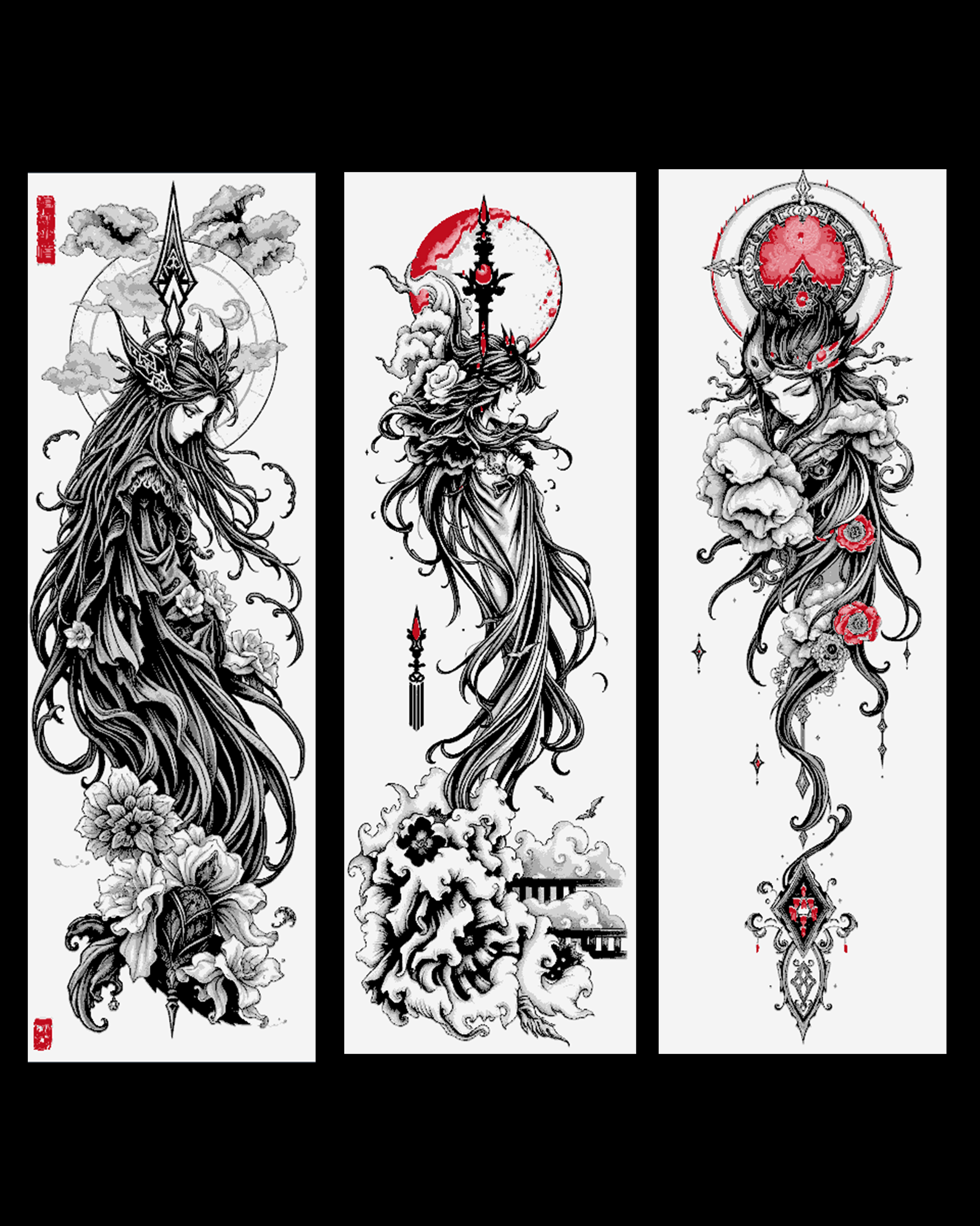 Orient influenced Line art depicting symbolic women - set of bookmarks by BooneCo3d HueForge model: Orient influenced Line art depicting symbolic women - set of bookmarks by BooneCo3d