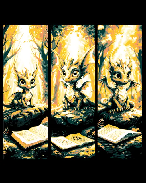 HueForge model: Sitting down for a little reading time - Young Dragon with Books set of Bookmarks by BooneCo3d