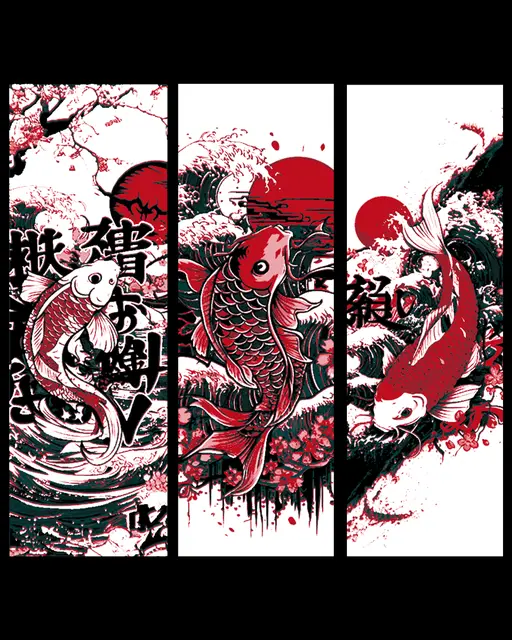 HueForge model: Bookmark set - artwork of the Koi swimming  by BooneCo3d
