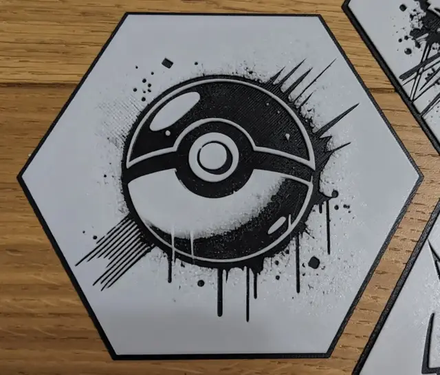 HueForge model: Pokémon Pokeball Hueforge Hex Hexagon by Seb3D