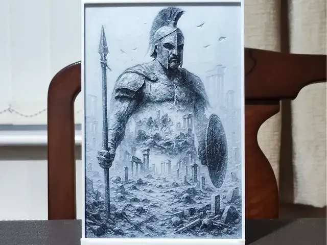 HueForge model: Double Exposure Spartan - HueForge 2 Color by BoDad