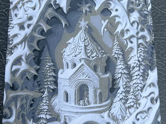 HueForge model: snowy Christmas fairy castle by Leafy