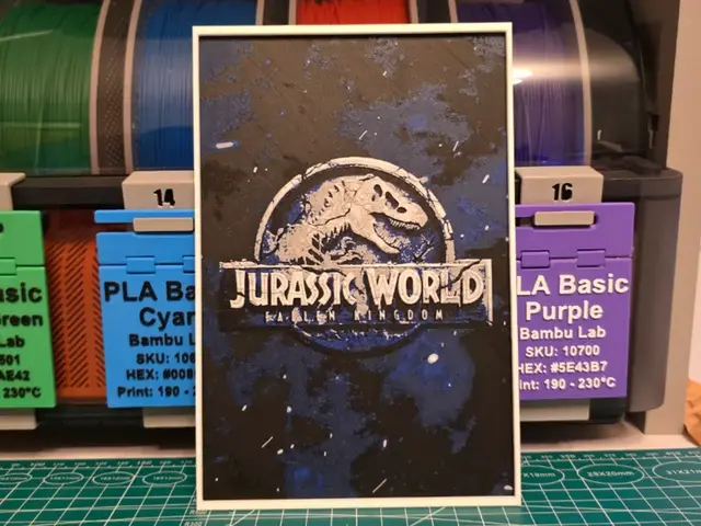 HueForge model: Jurassic World: Fallen Kingdom Poster - Hueforge by Lumpy3D