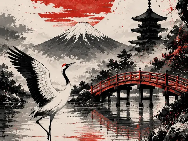 HueForge model: Stylized Japanese Crane / JAPAN / EASY PRINT by Hueforge Maker