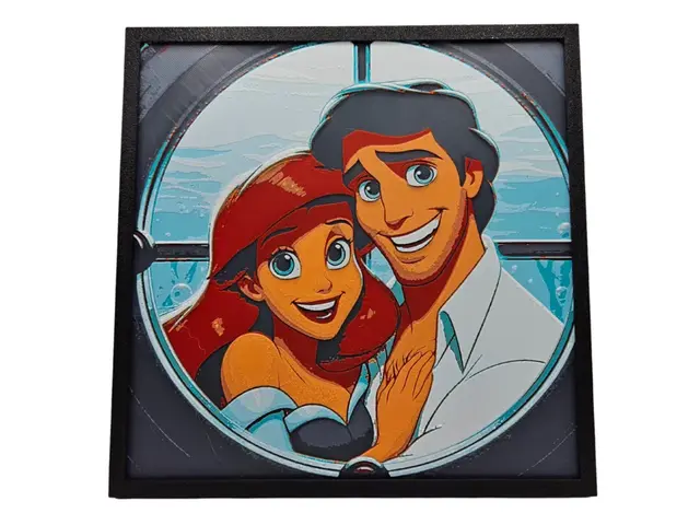 HueForge model: Ariel and Eric (The Little Mermaid) by BusyKikiBee