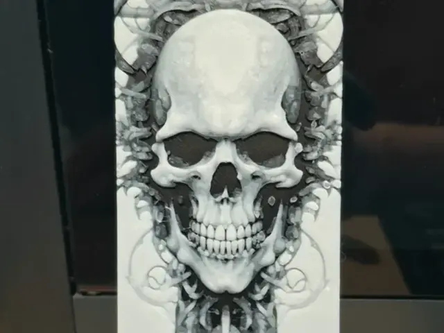HueForge model: Skull and flowers bookmark - Just 2 colours v5 by 3dGlow