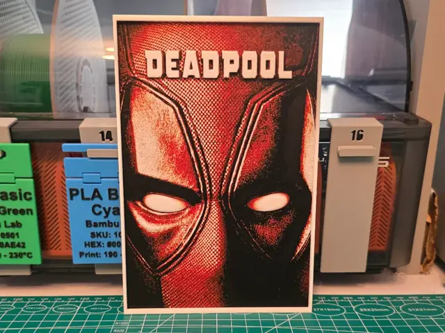 HueForge model: Deadpool Movie Poster V2 - Hueforge Art by Lumpy3D