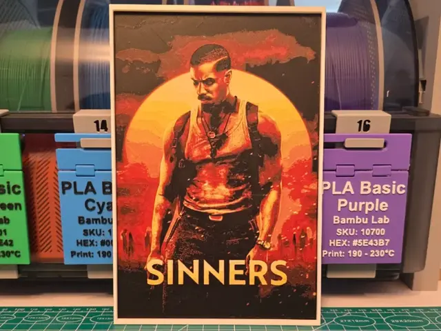 HueForge model: Sinners Movie Poster – Hueforge Art by Lumpy3D