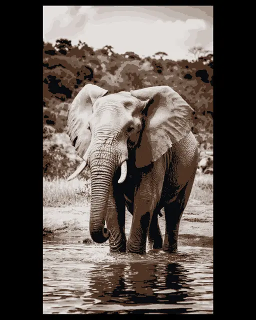 HueForge model: African landscape and the presence of an Elephant - Hueforge art by BooneCo3d