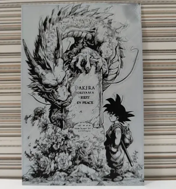 HueForge model: Goku's hueforge watching Akira's grave by Litolunar