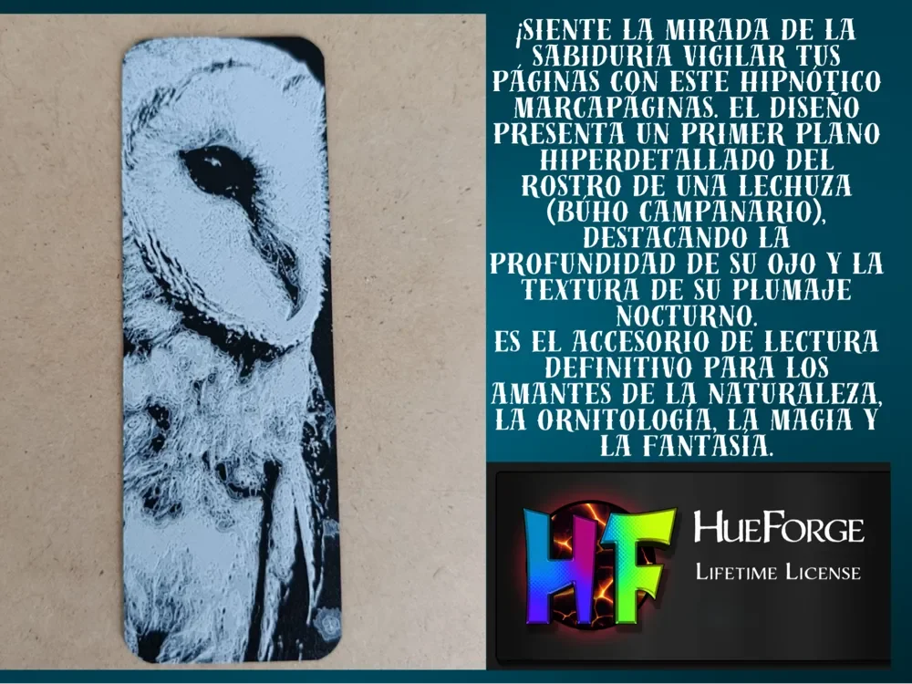 Bookmark Barn Owl Close-up by FYTY112 HueForge model: Bookmark Barn Owl Close-up by FYTY112