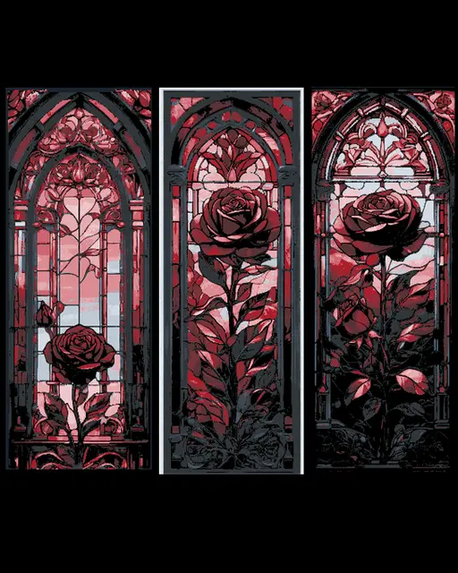 HueForge model: Blood Red Rose Frozen in a Stained Glass Window - Set of 3 Bookmarks by BooneCo3d