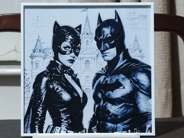 HueForge model: Catwoman & Batman - HueForge 3 Color by BoDad