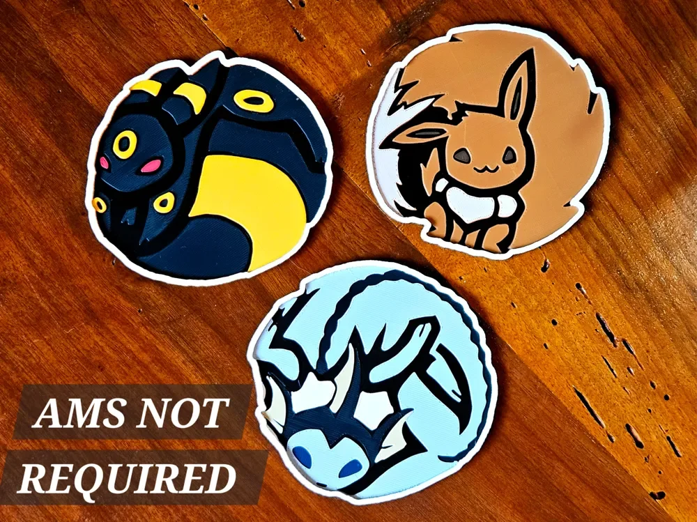 Eeveelution Pokémon Coasters III - Set 3/3 by C3D HueForge model: Eeveelution Pokémon Coasters III - Set 3/3 by C3D