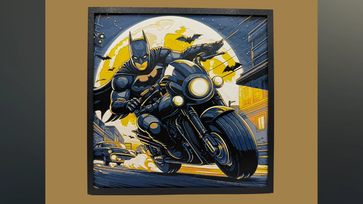 Batman Bike - DC Comics Hueforge by Canadian Gamer HueForge model: Batman Bike - DC Comics Hueforge by Canadian Gamer