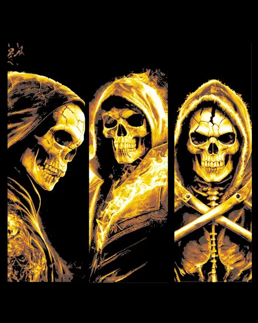 HueForge model: Death and his many faces - the images of Halloween Set of Bookmarks by BooneCo3d