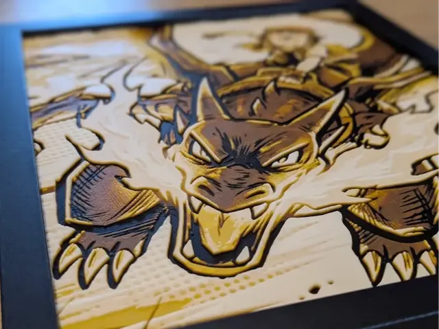 HueForge model: Charizard & Ash Hueforge 8x10 Large by Nextopia