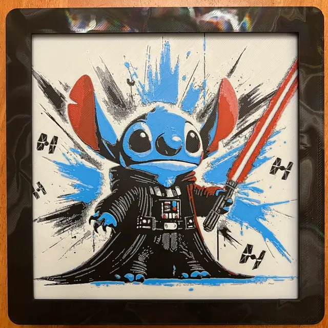 HueForge model: Stitch Dressed as Darth Vader by JustBe 3D Printing