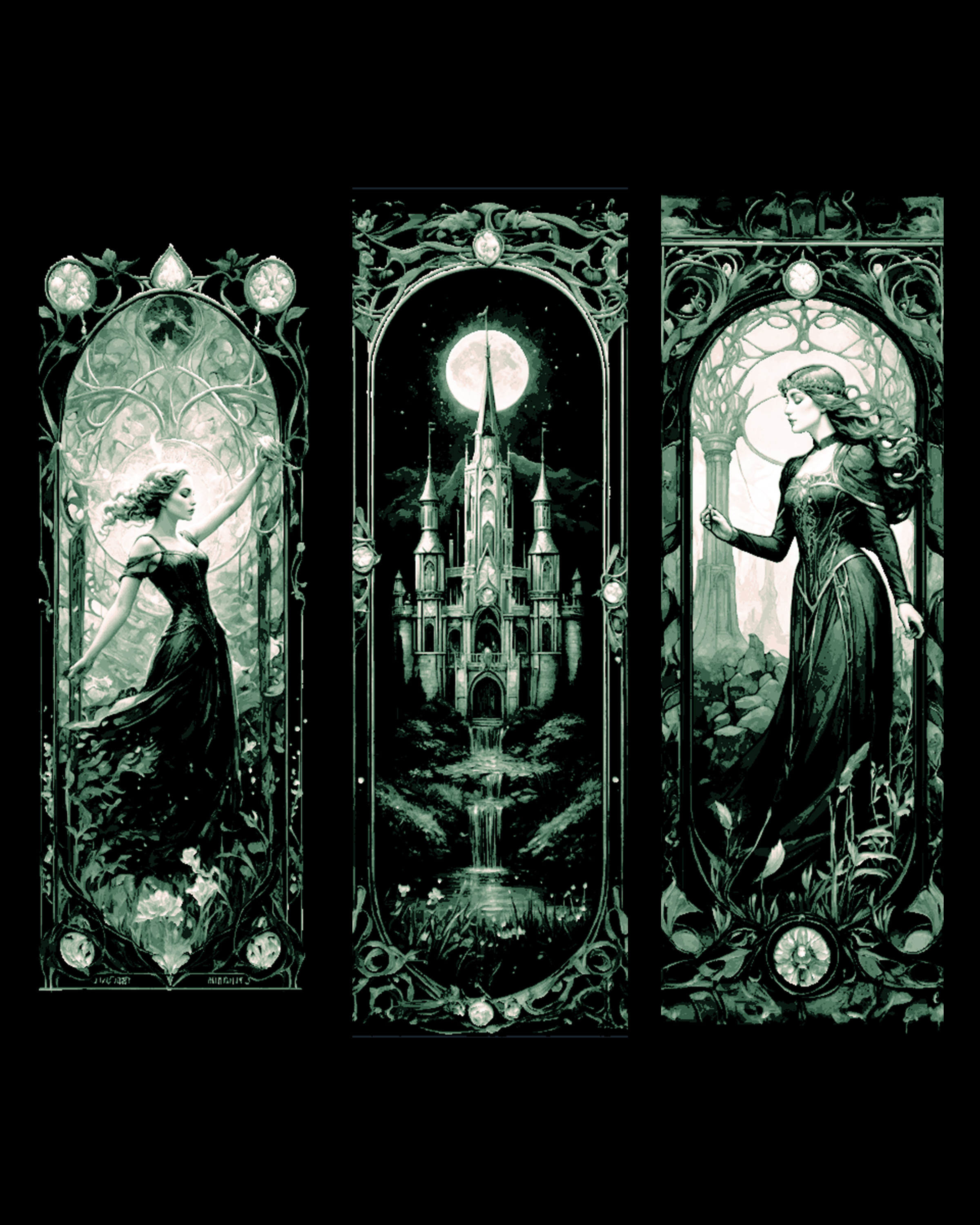 High Fantasy Designs - The lady of the Forest and the Celestial Castle - Set of Bookmarks by BooneCo3d HueForge model: High Fantasy Designs - The lady of the Forest and the Celestial Castle - Set of Bookmarks by BooneCo3d